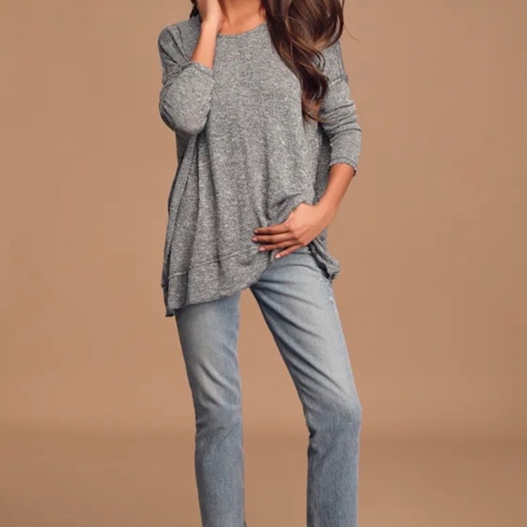 Lulus Hazey Baby Heather Grey Backless Sweater Top - Size S - Picture 3 of 5